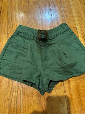 Janie and Jack Olive Green Belted Girls' Shorts